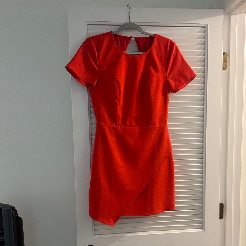 NBD Red Short-Sleeve Mini Dress